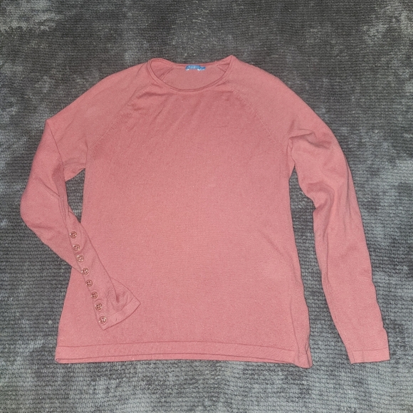 J. Mclaughlin Longsleeve Coral Sweater Sz Small Decorative Buttons Soft Knit, - Picture 2 of 7